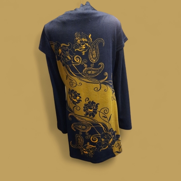 Dress M/L Paisley L/S Black And Yellow Gold RN#82312 - Picture 10 of 12